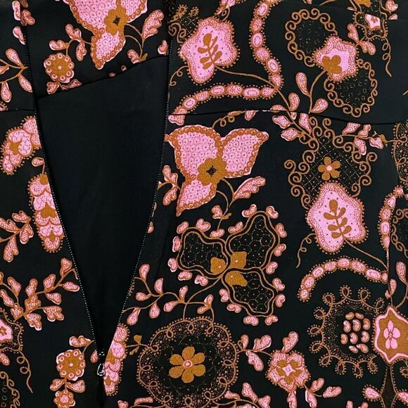 A.L.C. Emile Silk Floral Silk Cold-Shoulder Dress, Black/Henna/Pink Size 2 - Picture 11 of 12